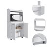 Tuhome Kira Kitchen Kart, Double Door Cabinet, One Open Shelf, Two Interior Shelves, White MLB6769